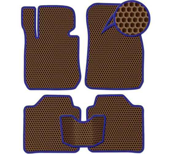 Ковры в салон автомобиля Eva Smart hyundai terracan i рестайлинг 2004 – 2007 эва сота коричневые c синей окантовкой 3814-A6B2-S 1