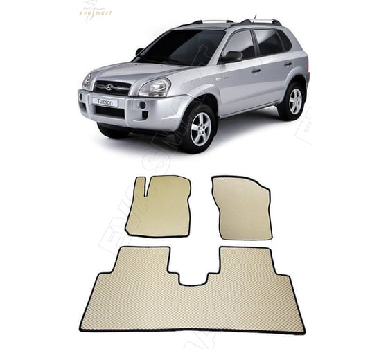 Ковры в салон автомобиля Eva Smart hyundai tucson i 2004 - 2010 эва сота чёрные c красной окантовкой 1300-B5A7-S 1