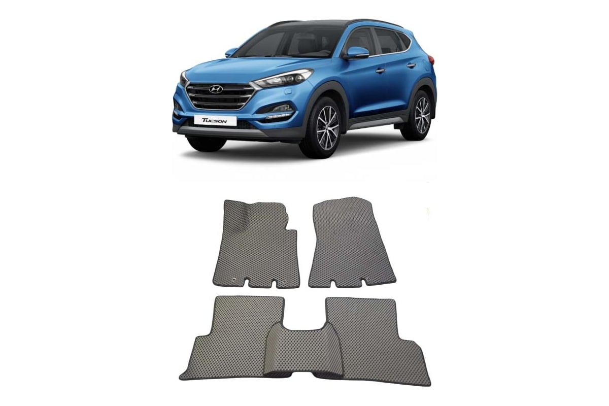 Ковры в салон автомобиля Eva Smart hyundai tucson iii 2015 - 2021 эва сота  серые c красной окантовкой 2002-B1A7-S - заказать в интернет-магазине:  цена, описание, отзывы.