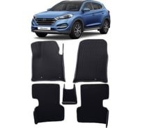 Ковры в салон автомобиля Eva Smart hyundai tucson iii вариант макси 3d 2015 - 2021 эва сота чёрные c красной окантовкой 3169-B5A7-S