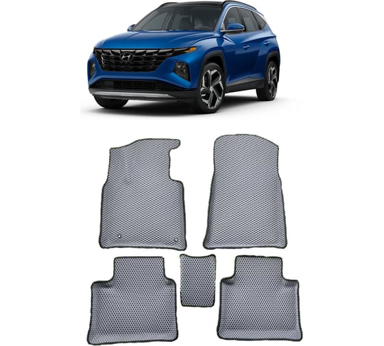 Ковры в салон автомобиля Eva Smart hyundai tucson iv вариант макси 3d 2020 - эва сота бежевые c черной окантовкой 3741-A1B5-S