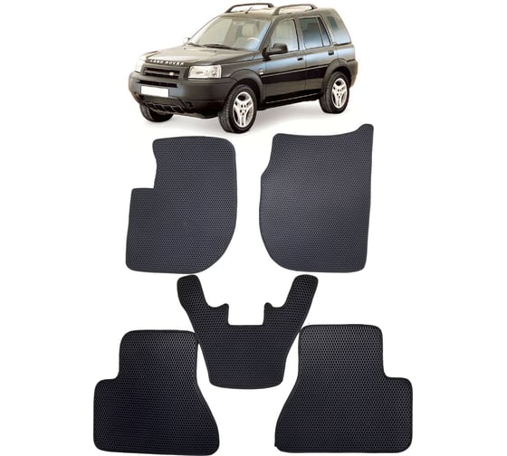 Ковры в салон автомобиля Eva Smart land rover freelander i 1997 - 2003 эва сота чёрные c красной окантовкой 2939-B5A7-S 1