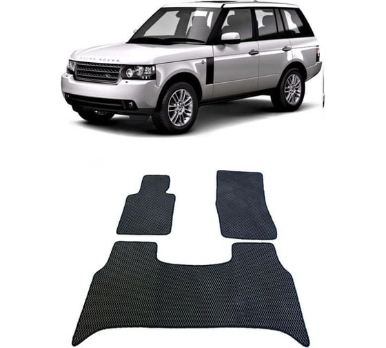 Ковры в салон автомобиля Eva Smart land rover range rover iii 2002 - 2012 эва сота серые c синей окантовкой 1397-B1B2-S 1