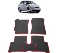 Ковры в салон автомобиля Eva Smart hyundai verna ii 2005 - 2010 эва сота чёрные c коричневой окантовкой 2829-B5A6-S