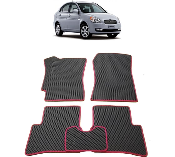 Ковры в салон автомобиля Eva Smart hyundai verna ii 2005 - 2010 эва сота коричневые c коричневой окантовкой 2829-A6A6-S 1