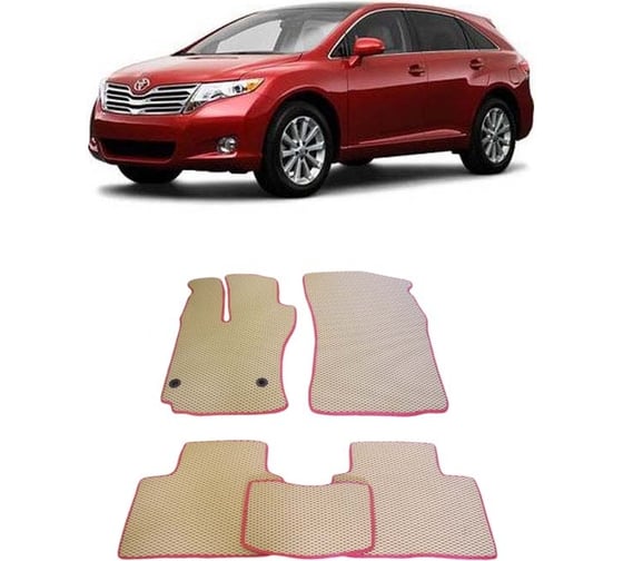 Ковры в салон автомобиля Eva Smart toyota venza 2009 - 2017 эва сота коричневые c красной окантовкой 2059-A6A7-S 1