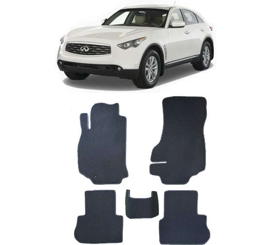 Ковры в салон автомобиля Eva Smart infiniti fx i 2003 - 2009 эва сота серые c красной окантовкой 1307-B1A7-S