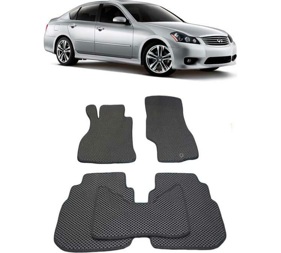 Ковры в салон автомобиля Eva Smart infiniti m (y50) 2008 - 2010 эва сота чёрные c красной окантовкой 1311-B5A7-S 1