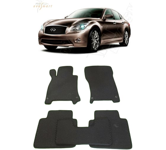 Ковры в салон автомобиля Eva Smart infiniti m (y51) 2010 - 2014 эва сота чёрные c черной окантовкой 1954-B5B5-S 1