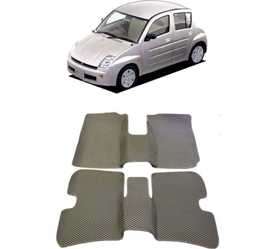 Ковры в салон автомобиля Eva Smart toyota will i (vi) правый руль 1999 - 2001 эва сота бежевые c синей окантовкой 2094-A1B2-S 1