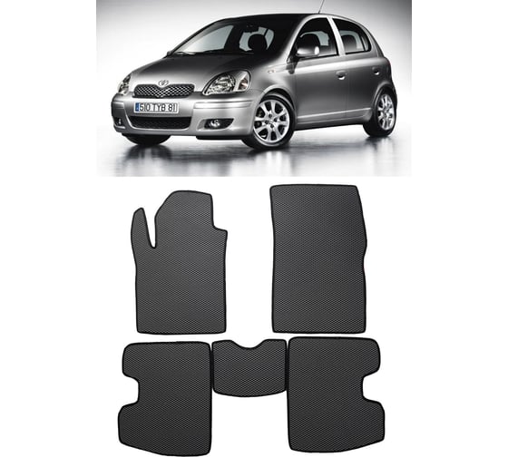 Ковры в салон автомобиля Eva Smart toyota yaris i рестайлинг 2003 - 2005 эва сота серые c красной окантовкой 3293-B1A7-S