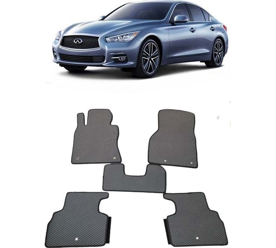 Ковры в салон автомобиля Eva Smart infiniti q50 2013 - эва сота коричневые c черной окантовкой 1312-A6B5-S 1