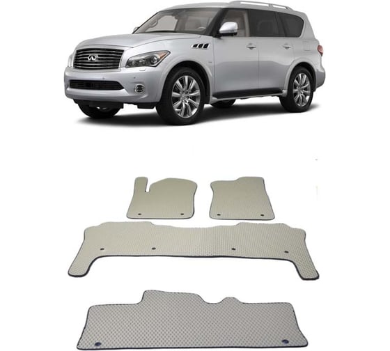 Ковры в салон автомобиля Eva Smart infiniti qx56 7мест 2010 - 2014 эва сота чёрные c синей окантовкой 2257-B5B2-S