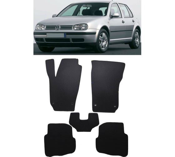 Ковры в салон автомобиля Eva Smart volkswagen polo iv хэтчбек 2001 - 2009 эва сота коричневые c синей окантовкой 2999-A6B2-S