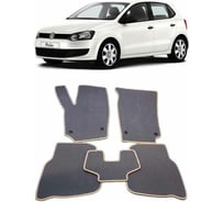 Ковры в салон автомобиля Eva Smart volkswagen polo v хэтчбек 2009 - 2020 эва сота серые c коричневой окантовкой 1881-B1A6-S