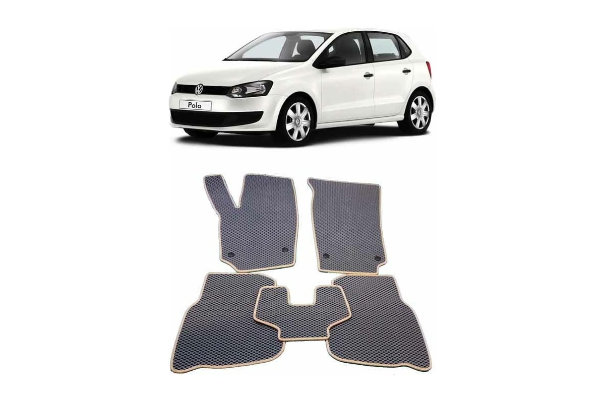 Ковры в салон автомобиля Eva Smart volkswagen polo v хэтчбек 2009 - 2020  эва сота коричневые c черной окантовкой 1881-A6B5-S - заказать в  интернет-магазине: цена, описание, отзывы.