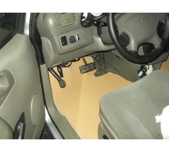 Ковры в салон автомобиля Eva Smart chrysler voyager iv 2000 - 2008 эва сота серые c коричневой окантовкой 2823-B1A6-S 1