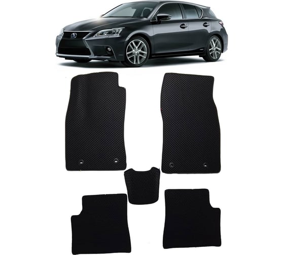 Ковры в салон автомобиля Eva Smart lexus ct рестайлинг 2014 - 2018 эва сота чёрные c синей окантовкой 3161-B5B2-S