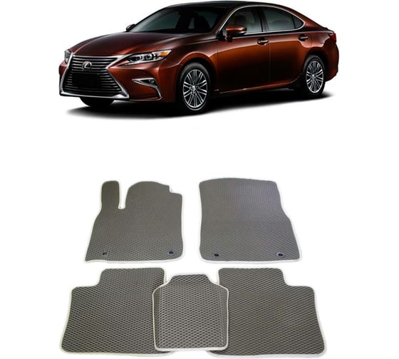 Ковры в салон автомобиля Eva Smart lexus es vi рестайлинг 2015 - 2018 эва сота чёрные c коричневой окантовкой 2476-B5A6-S 1