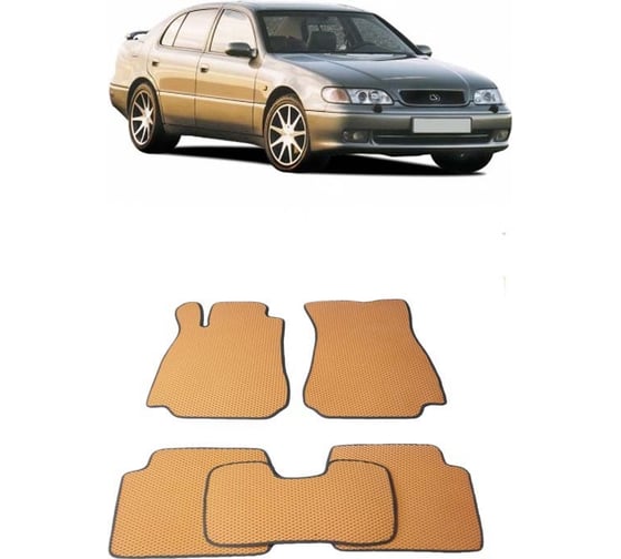 Ковры в салон автомобиля Eva Smart lexus gs i 1991 - 1997 эва сота чёрные c коричневой окантовкой 1404-B5A6-S 1
