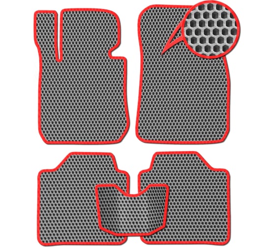 Ковры в салон автомобиля Eva Smart isuzu d-max ii 2012 - 2020 эва сота серые c красной окантовкой 3852-B1A7-S 1