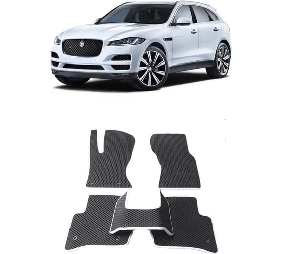 Ковры в салон автомобиля Eva Smart jaguar f pace 2016 - 2020 эва сота бежевые c красной окантовкой 2182-A1A7-S