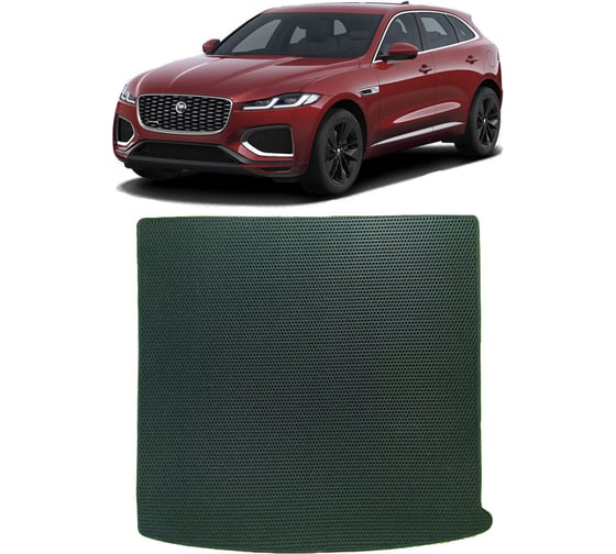 Ковры в салон автомобиля Eva Smart jaguar f pace рестайлинг 2020 - эва сота чёрные c коричневой окантовкой 3603-B5A6-S