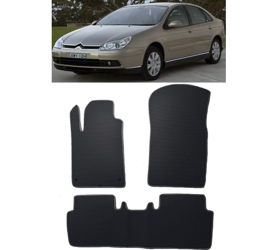 Ковры в салон автомобиля Eva Smart citroen c5 l 2001 - 2004 эва сота коричневые c синей окантовкой 1152-A6B2-S 1