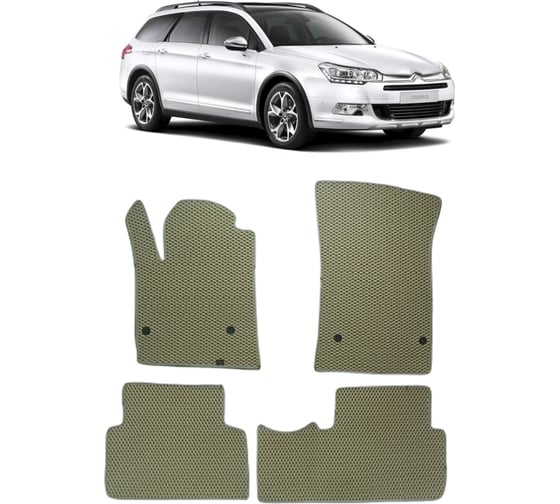 Ковры в салон автомобиля Eva Smart citroen c5 ll 2008 - 2017 эва сота коричневые c синей окантовкой 2456-A6B2-S