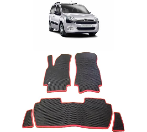 Ковры в салон автомобиля Eva Smart citroen berlingo ii рестайлинг 2012 - 2015 эва сота чёрные c бежевой окантовкой 2398-B5A1-S 1