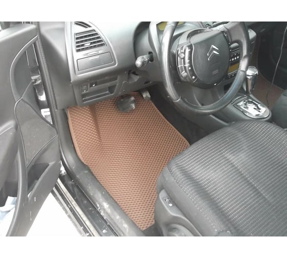 Ковры в салон автомобиля Eva Smart citroen c4 i хэтчбек 2004 - 2010 эва сота чёрные c синей окантовкой 1147-B5B2-S 1