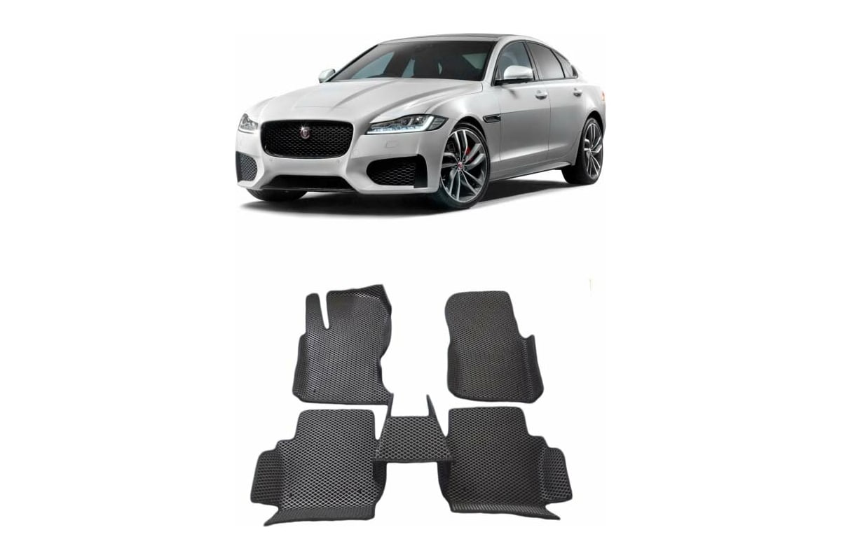 Ковры в салон автомобиля Eva Smart jaguar xf ii вариант макси 3d 2015 - эва  сота чёрные c серой окантовкой 2298-B5B1-S - заказать в интернет-магазине:  цена, описание, отзывы.