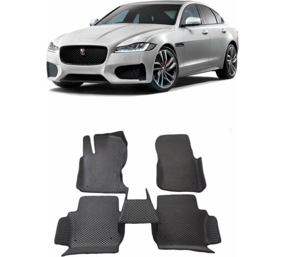 Ковры в салон автомобиля Eva Smart jaguar xf ii вариант макси 3d 2015 - эва сота чёрные c синей окантовкой 2298-B5B2-S