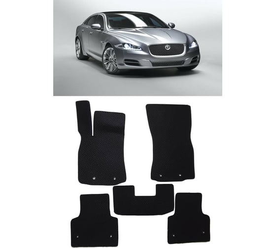 Ковры в салон автомобиля Eva Smart jaguar xj iv (x351) 2009 - 2015 эва сота чёрные c черной окантовкой 3095-B5B5-S 1