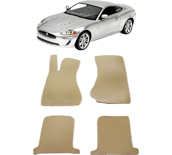 Ковры в салон автомобиля Eva Smart jaguar xkr ii 2006 - 2008 эва сота чёрные c бежевой окантовкой 2879-B5A1-S