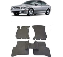 Ковры в салон автомобиля Eva Smart jaguar x-type 2001 - 2010 эва сота чёрные c коричневой окантовкой 1979-B5A6-S