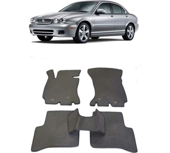 Ковры в салон автомобиля Eva Smart jaguar x-type 2001 - 2010 эва сота бежевые c коричневой окантовкой 1979-A1A6-S 1