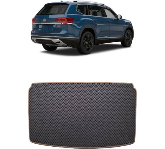 Ковры в салон автомобиля Eva Smart volkswagen teramont i 7мест 2017 - эва сота коричневые c бежевой окантовкой 2809-A6A1-S