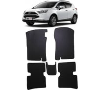 Ковры в салон автомобиля Eva Smart jac s3 2014 - эва сота чёрные c синей окантовкой 3159-B5B2-S