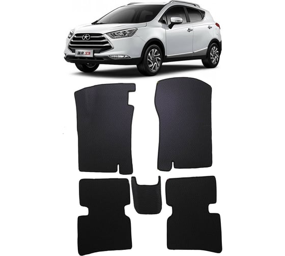 Ковры в салон автомобиля Eva Smart jac s3 2014 - эва сота серые c синей окантовкой 3159-B1B2-S 1