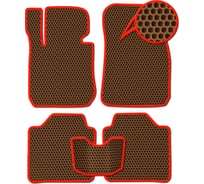Ковры в салон автомобиля Eva Smart jac s7 2020 - эва сота коричневые c красной окантовкой 3854-A6A7-S