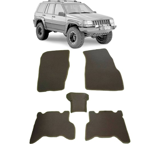 Ковры в салон автомобиля Eva Smart jeep grand cherokee (zj) 1992 - 1996 эва сота коричневые c красной окантовкой 2751-A6A7-S 1