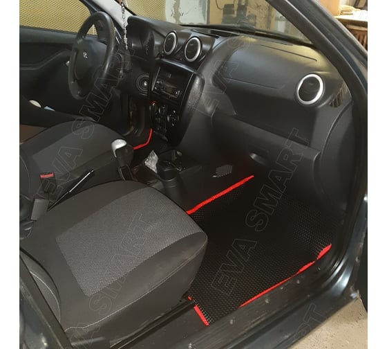 Ковры в салон автомобиля Eva Smart datsun mi-do вариант макси 3d 2015 - 2021 эва сота чёрные c серой окантовкой 3048-B5B1-S