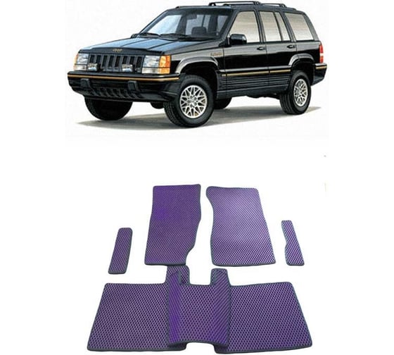 Ковры в салон автомобиля Eva Smart jeep cherokee (xj) 1984 - 1997 эва сота чёрные c коричневой окантовкой 2356-B5A6-S 1