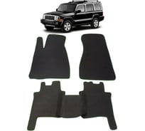 Ковры в салон автомобиля Eva Smart jeep commander 2005 - 2010 эва сота серые c синей окантовкой 2610-B1B2-S