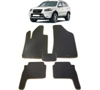 Ковры в салон автомобиля Eva Smart hyundai santa fe ii 5мест 2006 - 2010 эва сота коричневые c красной окантовкой 1287-A6A7-S
