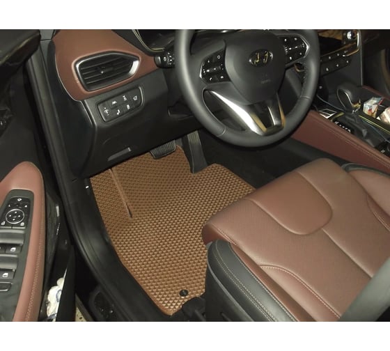 Ковры в салон автомобиля Eva Smart hyundai santa fe iv 5мест 2018 - эва сота бежевые c бежевой окантовкой 2729-A1A1-S