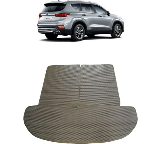 Ковры в салон автомобиля Eva Smart hyundai santa fe iv 7мест 2018 - эва сота коричневые c красной окантовкой 2727-A6A7-S