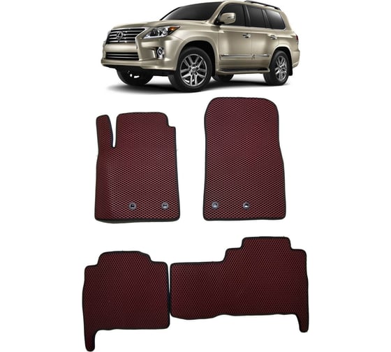Ковры в салон автомобиля Eva Smart lexus lx 570 5мест 2012 - эва сота чёрные c красной окантовкой 1418-B5A7-S