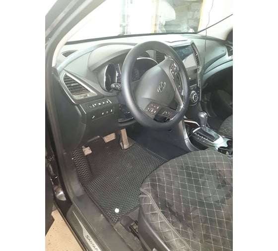 Ковры в салон автомобиля Eva Smart hyundai santa fe iii 5мест вариант макси 3d 2012 - 2018 эва сота коричневые c черной окантовкой 3451-A6B5-S